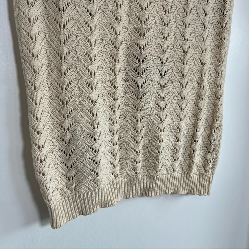 Vintage Cambridge Petite Cream Knit Floral Sleeveless Sweater Vest, Size Large P